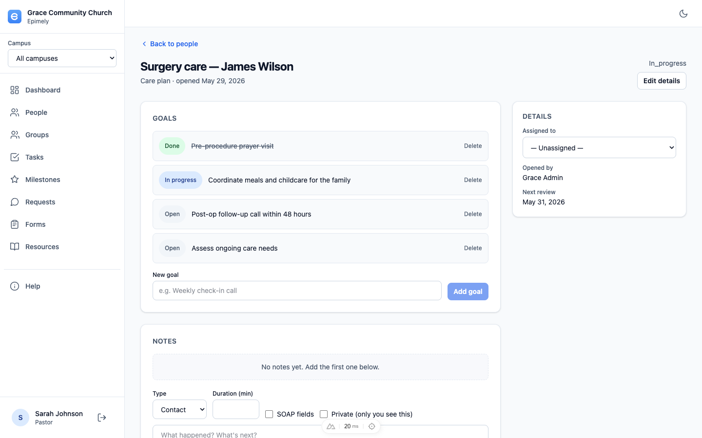 Care plans in Epimely