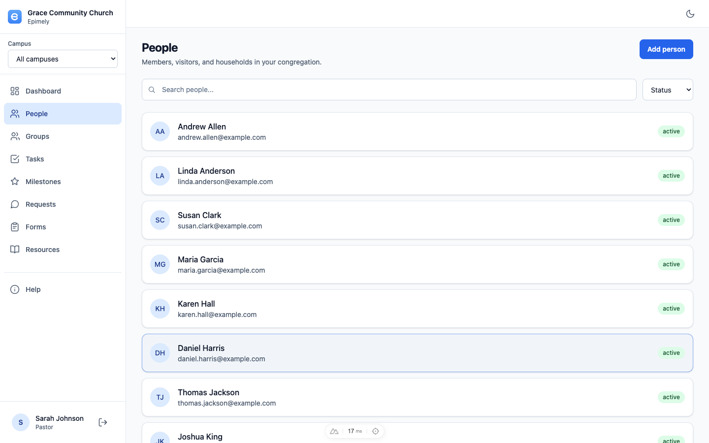 People & directory in Epimely