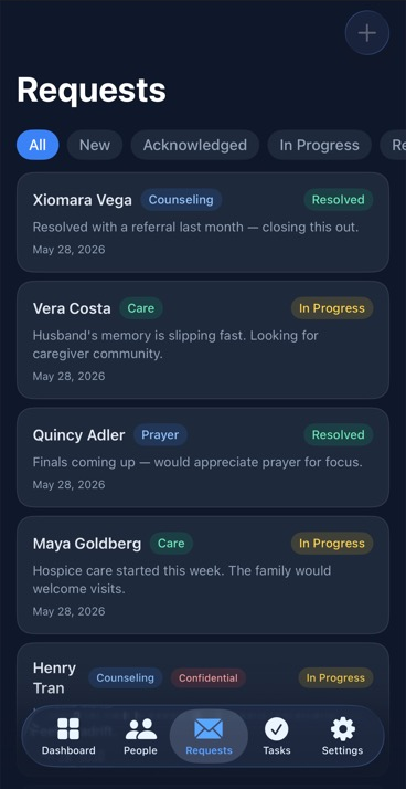 Epimely on iPhone -- the care-request queue
